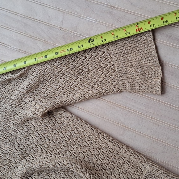 Lauren Ralph Lauren Textured Knit Petite 100% Linen Cut Out 3/4 Sleeves Top - Picture 9 of 9